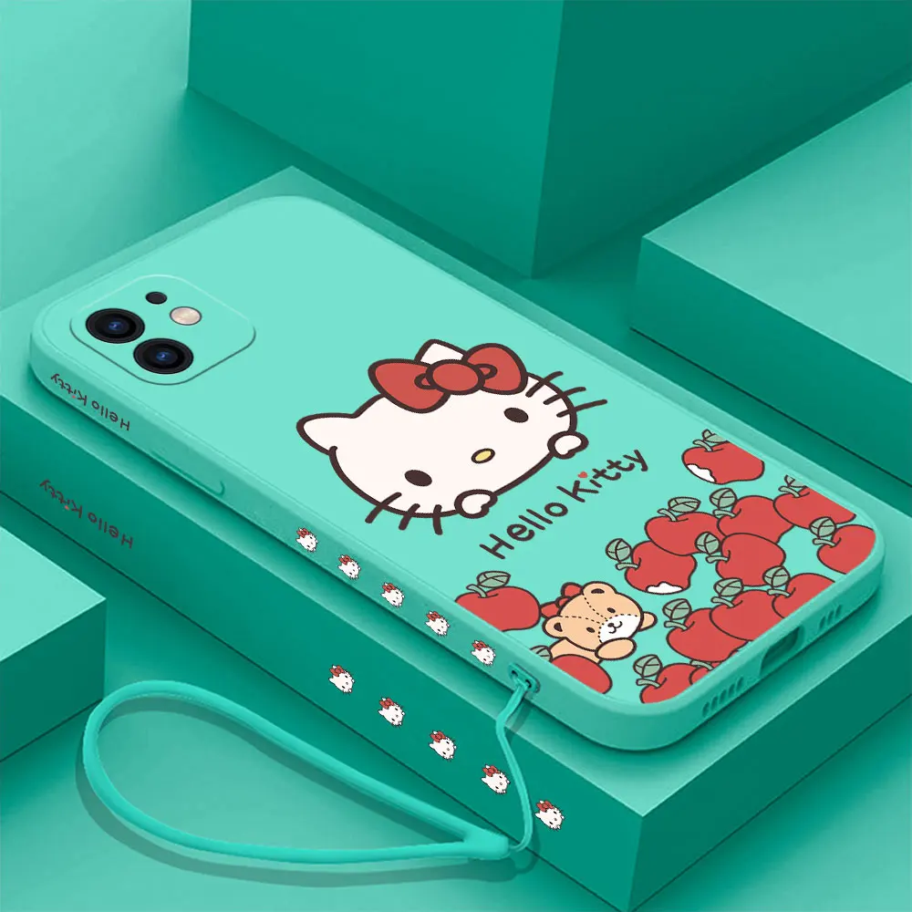 thumbnail image 1 of Funda de teléfono de dibujos animados Hello kitty para Samsung Galaxy, S24, S23, S22, S21, S20 Ultra FE, S10, 4G, S9, S10E, Note 20, 10, 9 Plus, con cordón, 1 of 5