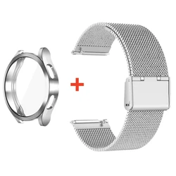 Premium Metal Band with Protective PC Case for Smartwatch - 40mm/44mm (Silver)