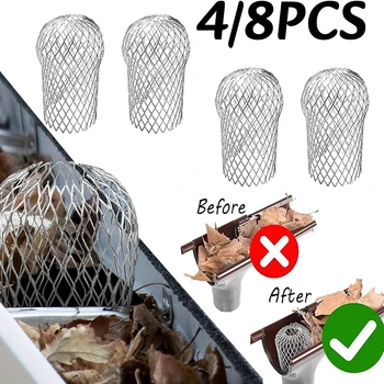 ตะแกรงกรองน้ำฝนแบบพับได้ 4/8 ชิ้น ทำจากอะลูมิเนียม ป้องกันเศษใบไม้ โคลน และสิ่งอุดตัน สีเงิน 1