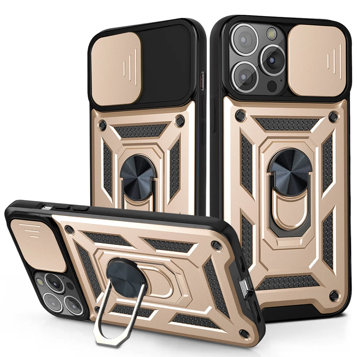 

20Pcs/Slide Camera Armor Ring Case Cover Armor Rugged Military Shockproof Car Holder Ring For iPhone 13 12 11 XR X XS Max 8 Plus