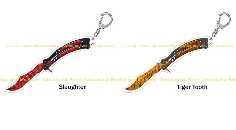 Guo Xiao Luo CS GO Waffe Schmetterlingsmesser Autotronic Gamma Doppler Marmor Fade Case Gehärtete Skins Acryl Schlüsselanhänger Taschenanhänger – Detail 10