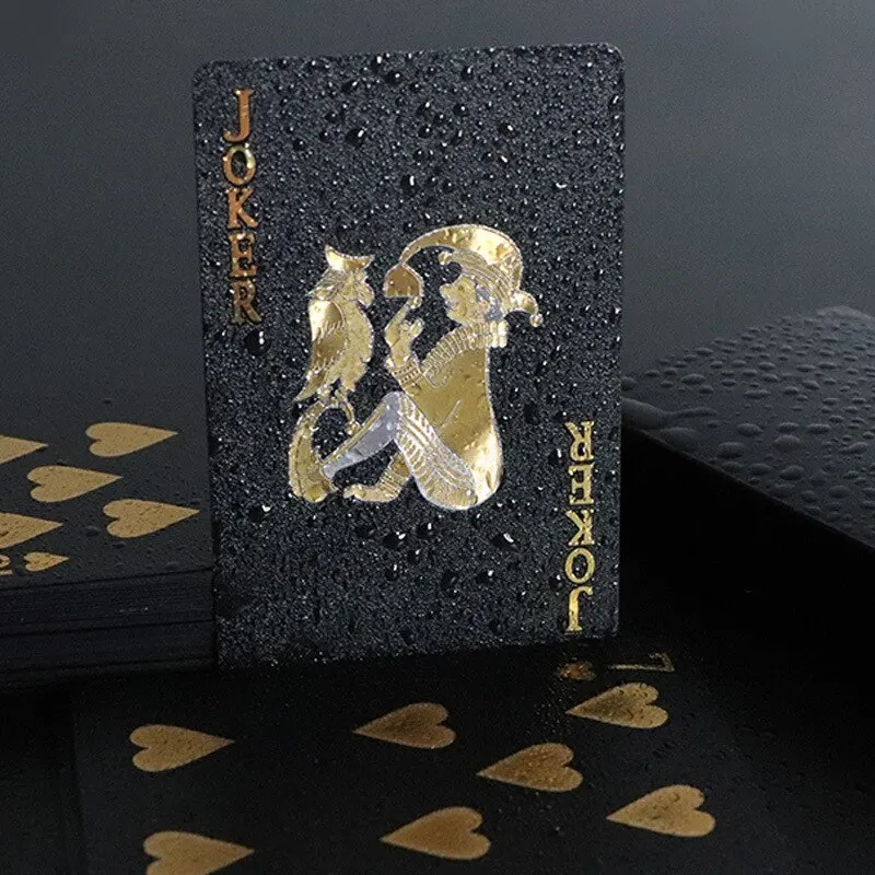 Color Black Gold Playing Cards Card Game Group Waterproof Poker Suit Magic Dmagic Package Board Game Gift Collection