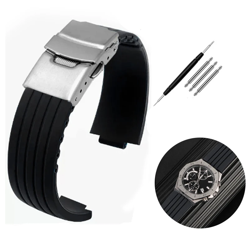 Cinturino In Gomma Siliconica Per Oris Aquis 7330 7740 Cinturino A Righe Cinturino Convesso Cinturino Nero Blu 22X12Mm 24X11Mm 24X12Mm