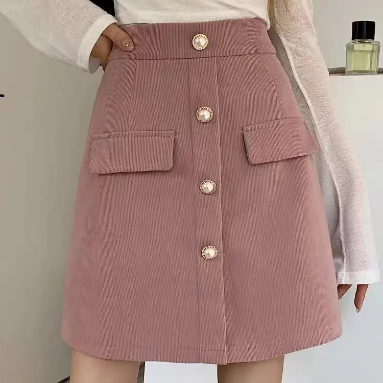 High-waisted Pink Skirt for Women Spring Autumn 2025 New A-line for Fat Mm Covering Belly and Slimming Buttocks Short Skirt 4