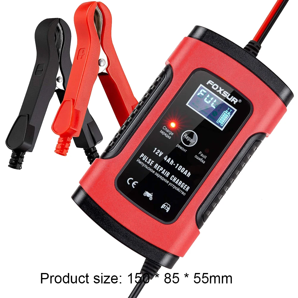 Portable Auto Power Supply LCD Display Car Battery Charger 12V 5A Pulse Repair Motorcycle SUV Truck Motorcycle ATV