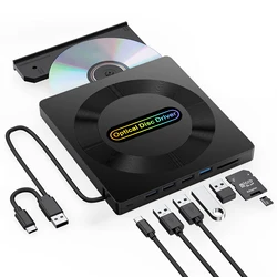 High - Speed USB - C External CD/DVD RW Drive with Writing and Burning Capabilities (Black)