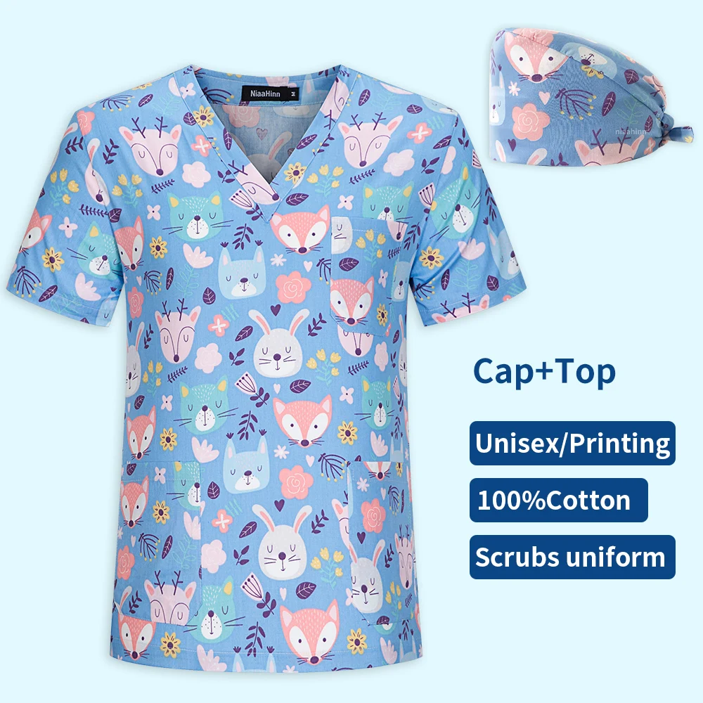Medical Surgical Uniform Hospital Nurse Scrub Top High Quality Beauty Salon Pharmacy Workwear Dentist Clinic Pet Doctor Uniforms
