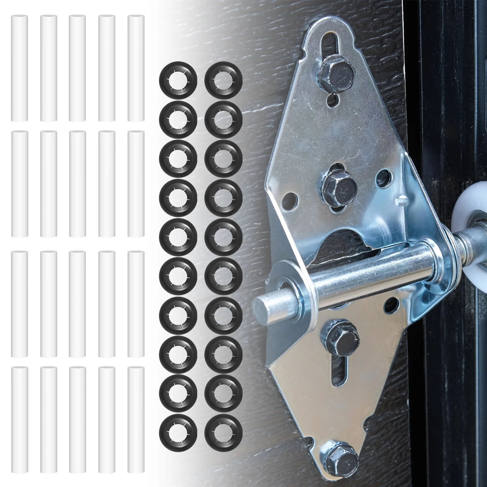Garage Door Hinge Rollers 20Pcs Quiet Roller Sleeves ABS Noise Reducing
