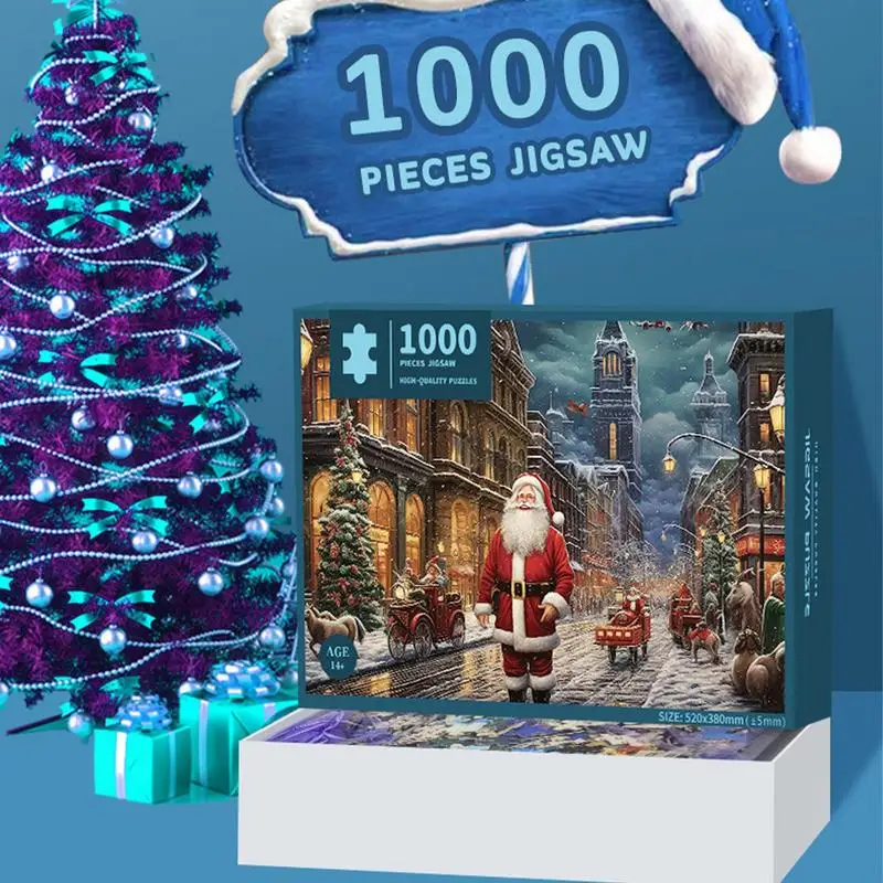 1000 Pieces Christmas Theme Jigsaw Puzzle Exquisite Decorative Christmas Puzzle Gift Box Anti Fade Cardboard Jigsaw Xmas Gifts 3