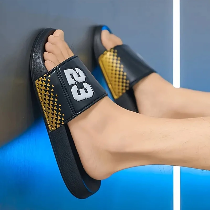 Trendy Men's Athletic Slides Durable Thick EVA Sole Lightweight Casual Home & Outdoor Wear Slides Summer utdoor Beach Slippers 5