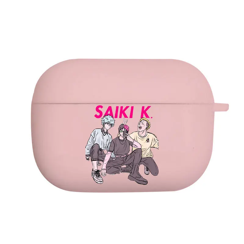 Cute Anime the disastrous life of saiki k Soft silicone TPU Case For AirPods Pro1 2 3 Pink Wireless Bluetooth Earphone Box Cover