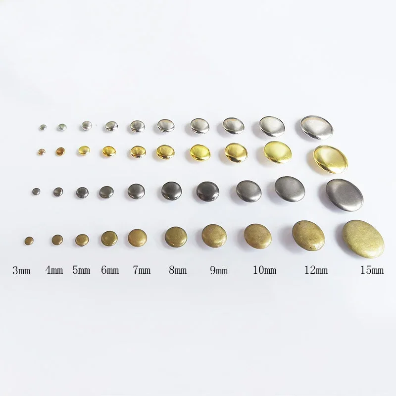 Metal Rivets Metal Studs Leather Rivets 100sets Metal Single Cap Rivets Studs 3mm-10mm Round DIY Leather Craft Bag Belt Garments Hat Shoes Pet Collar Decor