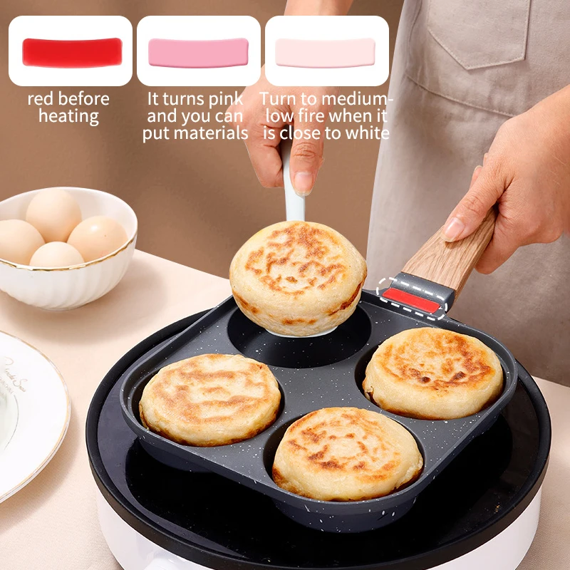 Aluminum Fourhole Omelette Pan Burger Skillet Pancake Pan Kitchen