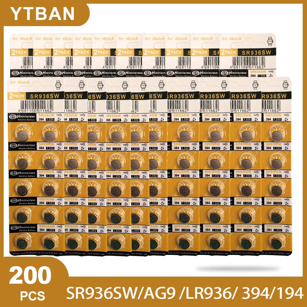 200PCS-AG9-AG9-394-LR936-394A-L936F-SR936SW-Button-Battery-936A ...