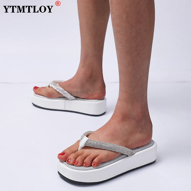 High Heeled Flipflops Women Thicksoled Casual Muffin Waterproof