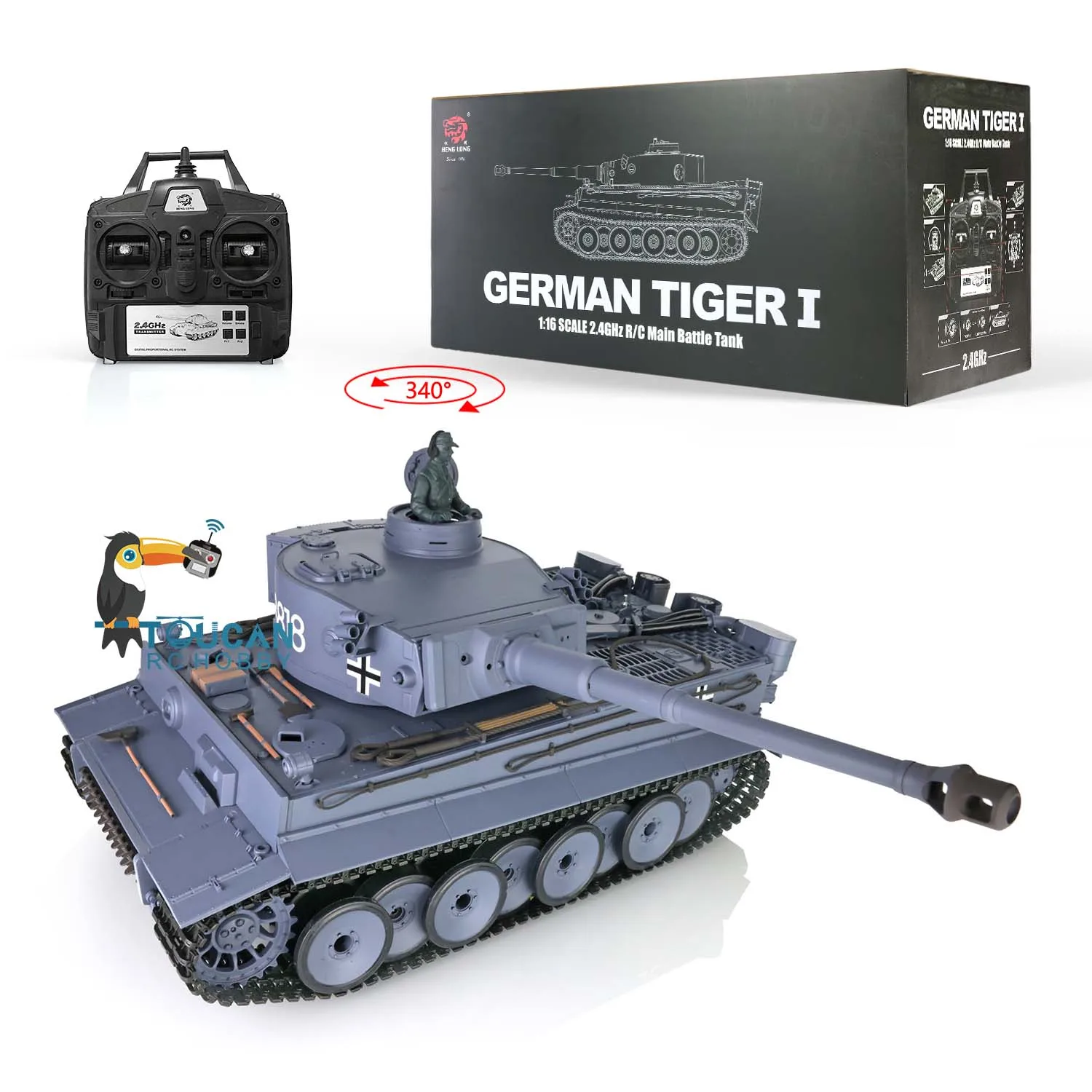Heng Long 1/16 Rtr Rc Tank Plastic Ver 7.0 German Tiger I Bbs Shoot Ir Battle Smoke Effect 3818 Rc Model Th17233-Smt8