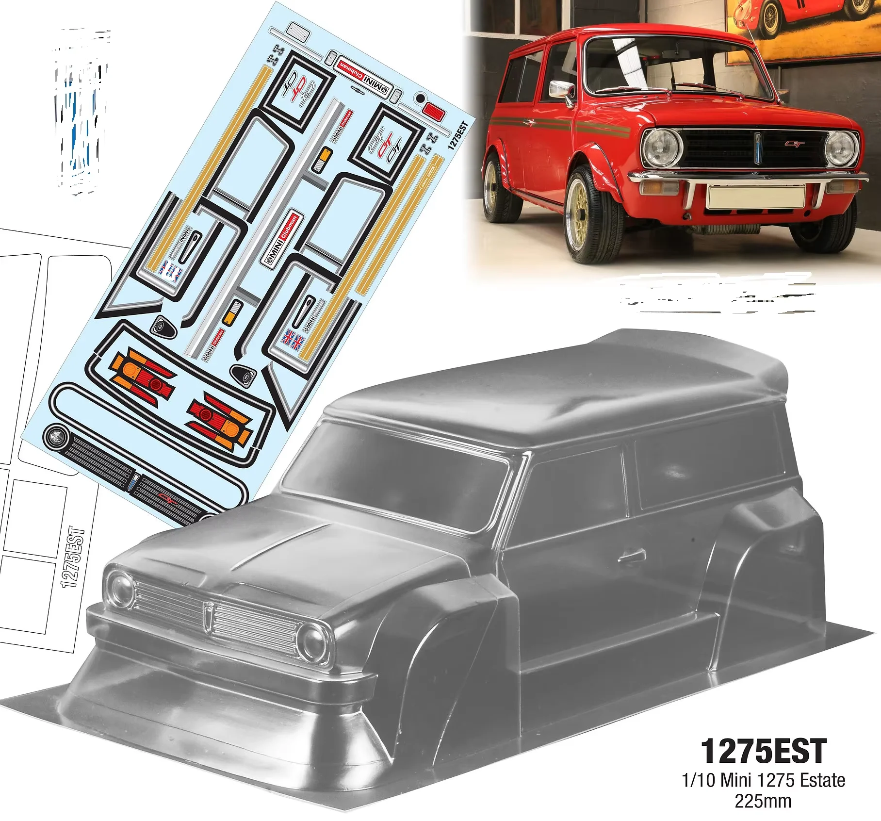 Coque Transparente Pour Mini Cooper S Classique - 1:10 - Compatible Tamiya M07, BM01