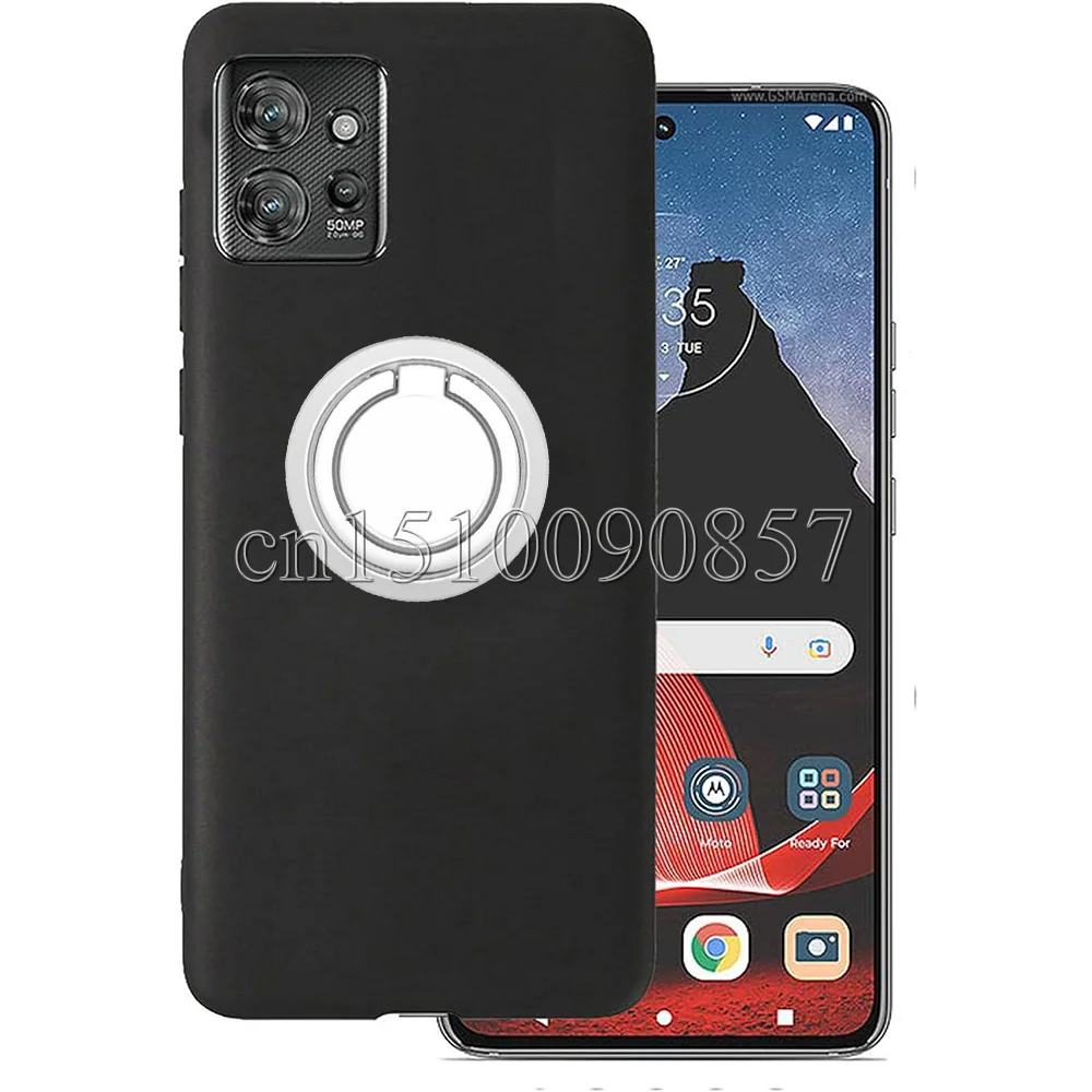 Black Matte Soft TPU Shockproof Ring Holder Case - Universal Fit
