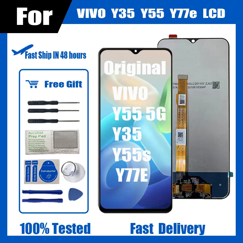 

Tested Well 6.58" For Vivo Y55 5G / Y35 / Y55s / Y77E LCD Display Touch ScreenPanel Digitizer Sensor Assembly Replacement Screen