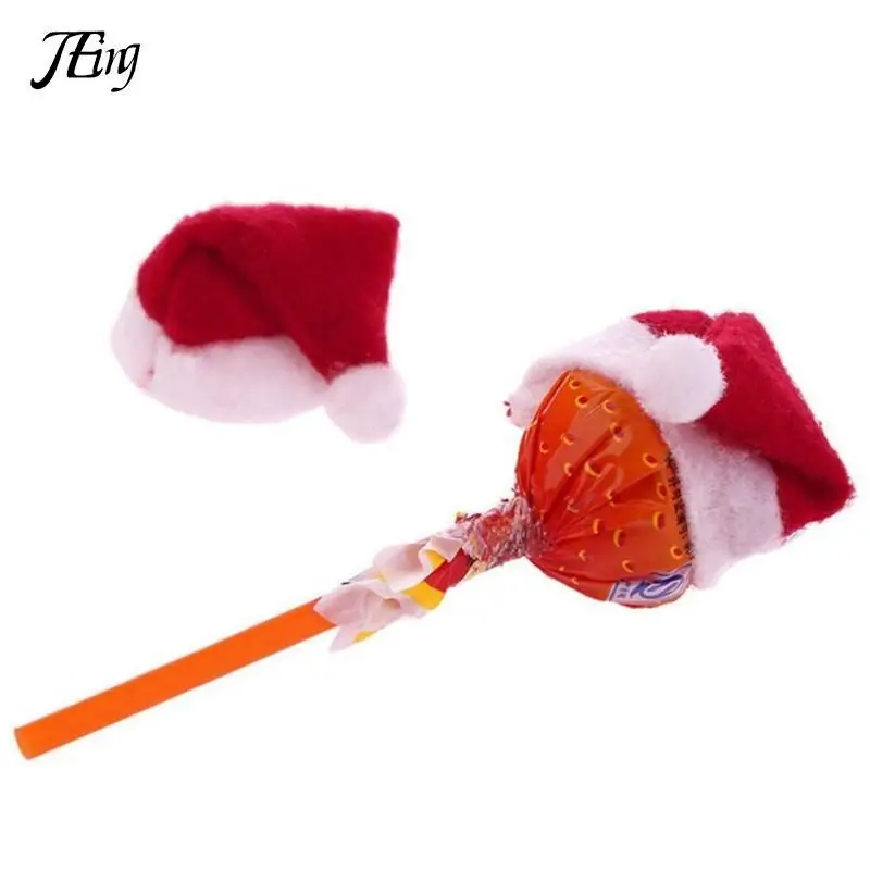 30pcs Mini Christmas Hat Santa Claus Hat Xmas Lollipop Mini Wedding Gift Creative Caps Christmas Tree Ornament Decor