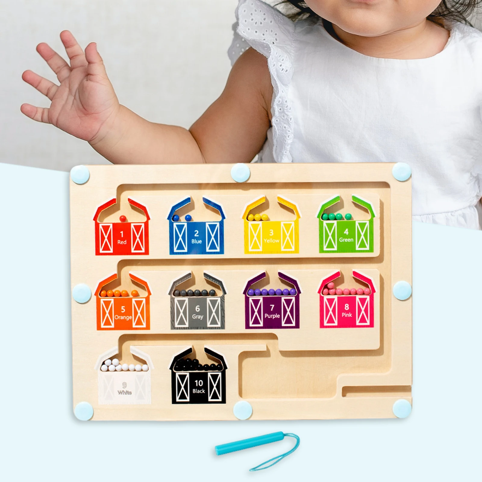 

Wooden Magnetics Beads Board Puzzle Learning Counting Counting Puzzles Board Children Learning Board for Ages 3-5 Birthday Gift