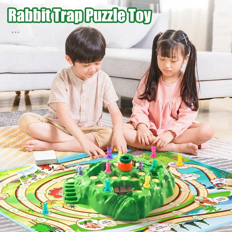 9Pcs Rabbit Trap Puzzle Toy Children's Dual Play Multiplayer Board Game Competition Parent Child Interactive Strategy Game