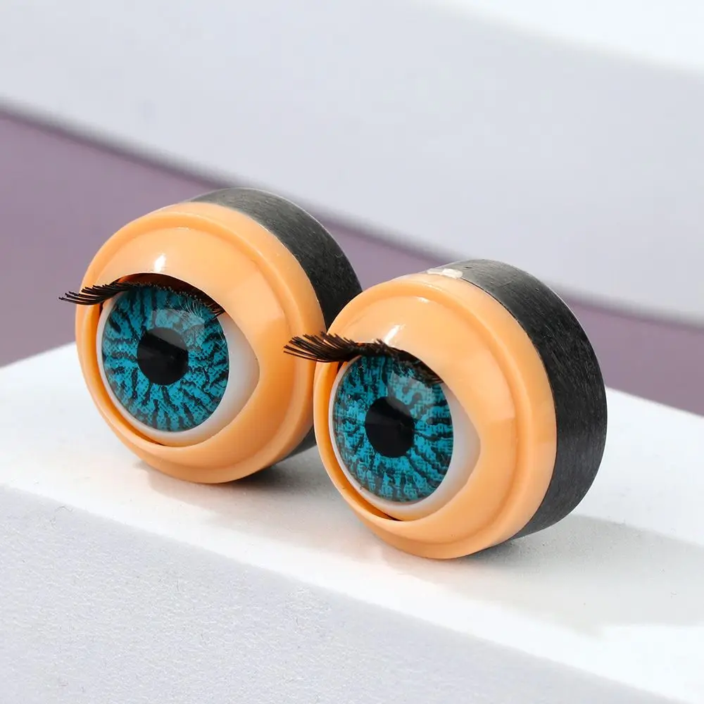 1Pair Doll Activity Eyes Doll Eye Accessories with Eyelashes Doll Rolling Eyeballs Simulation Active Eyeball DIY Doll Eyes