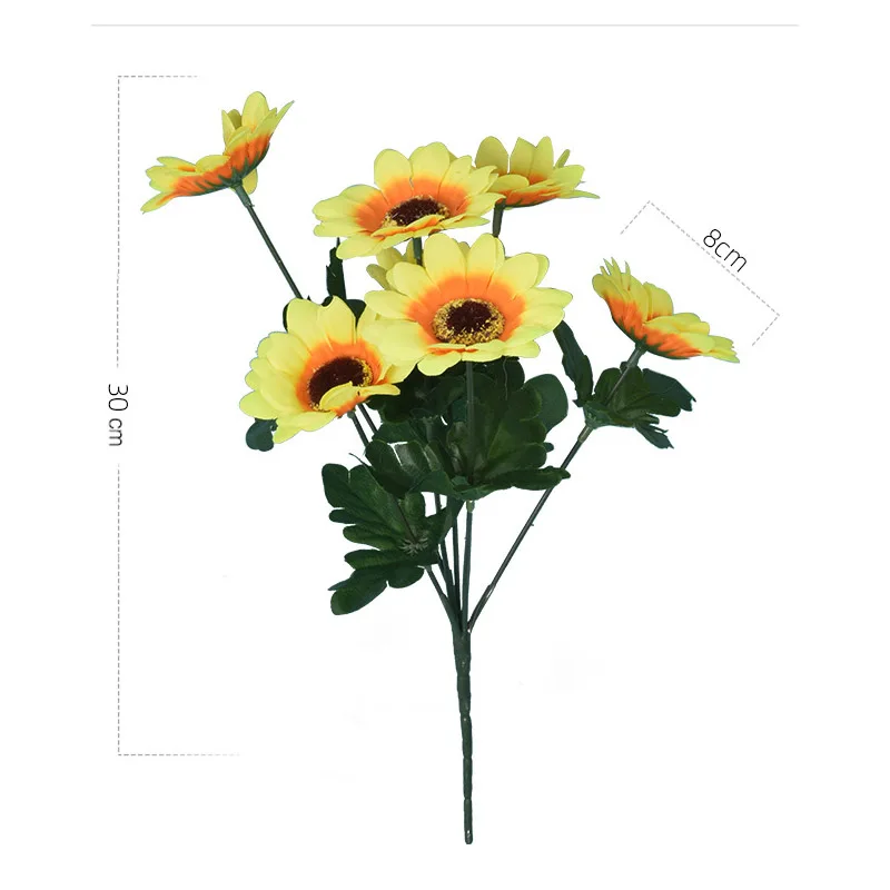7 heads Artificial Sunflower Bouquet Silk Sunflower Fake Flower DIY Wedding Bouquets Centerpieces Arrangements Party Home Decor