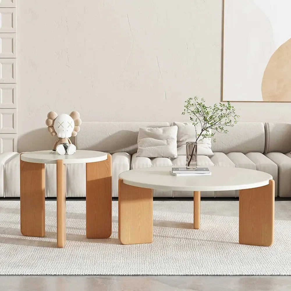 

White Wood Round Coffee Tables Mid Century Makeup Corner Hallway Side Table Simple Entryway Breakfast Muebles Home Furniture