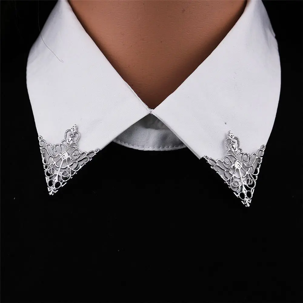 Vintage móda trojúhelník košile límec špendlík pro muži a ženy hollowed vyndat koruna límec brož kout emblem šperků příslušenství