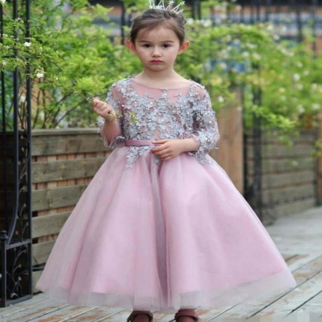 

New Arrival Jewel Flower Girls' Dresses Sweet Big Bowknot Sash Sleeveless Cheap Ball Gowns Hot Birthday Formal Pageant Prin