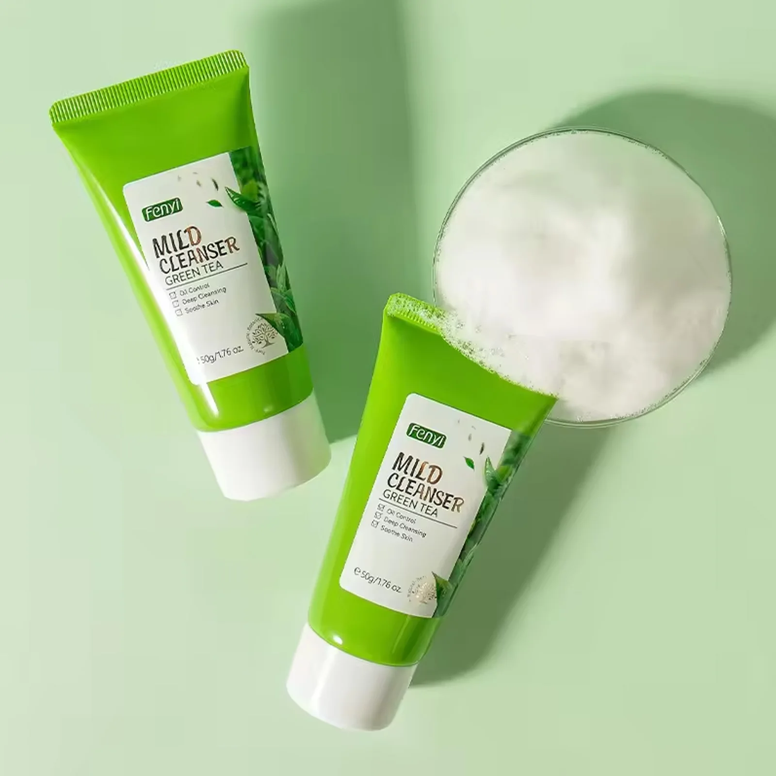 Green Tea Facial Cleanser 50g Skin Deep Cleansing Moisturizing Blackhead Removal Skincare Face Wash Foam Face Cleanser Skin Care 6