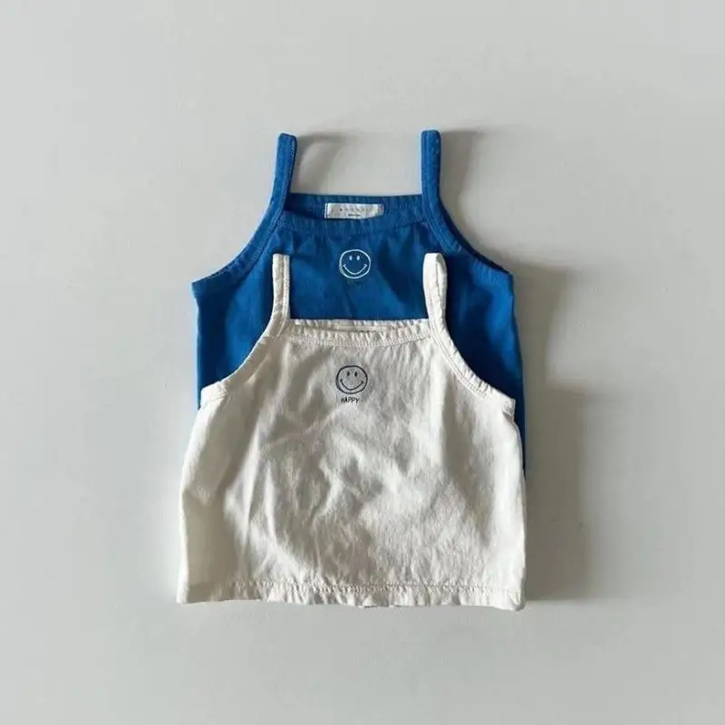 

2023 Summer New Baby Sleeveless Vest Cotton Infant Girl T Shirts Baby Boy Cartoon Breathable Tops Baby Cute Smiley Vest