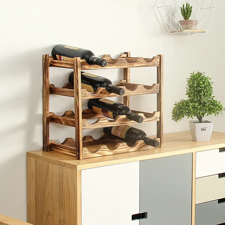 Red Wine Cabinet Display Rack Wood Bottle Storage Rack Simple Designer Household Solid Wood Ornaments Home Decor #060A