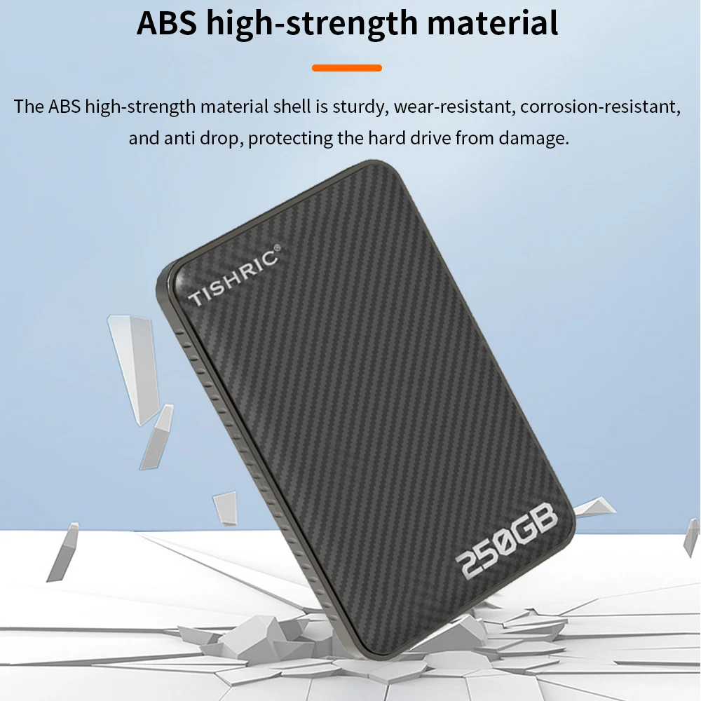 TISHRIC 2.5 Inch Portable External Hard Drive 250GB HDD USB3.0 Mobile Solid Storage Compatible For PC Mac Laptop Gaming Storage