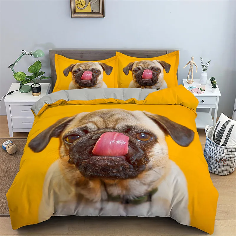 

Cute Dog Bedding Set Microfiber 3D Pet Puppy Duvet Cover Animal Theme Quilt Cover Single Queen King For Child Boys Girls Bedroom