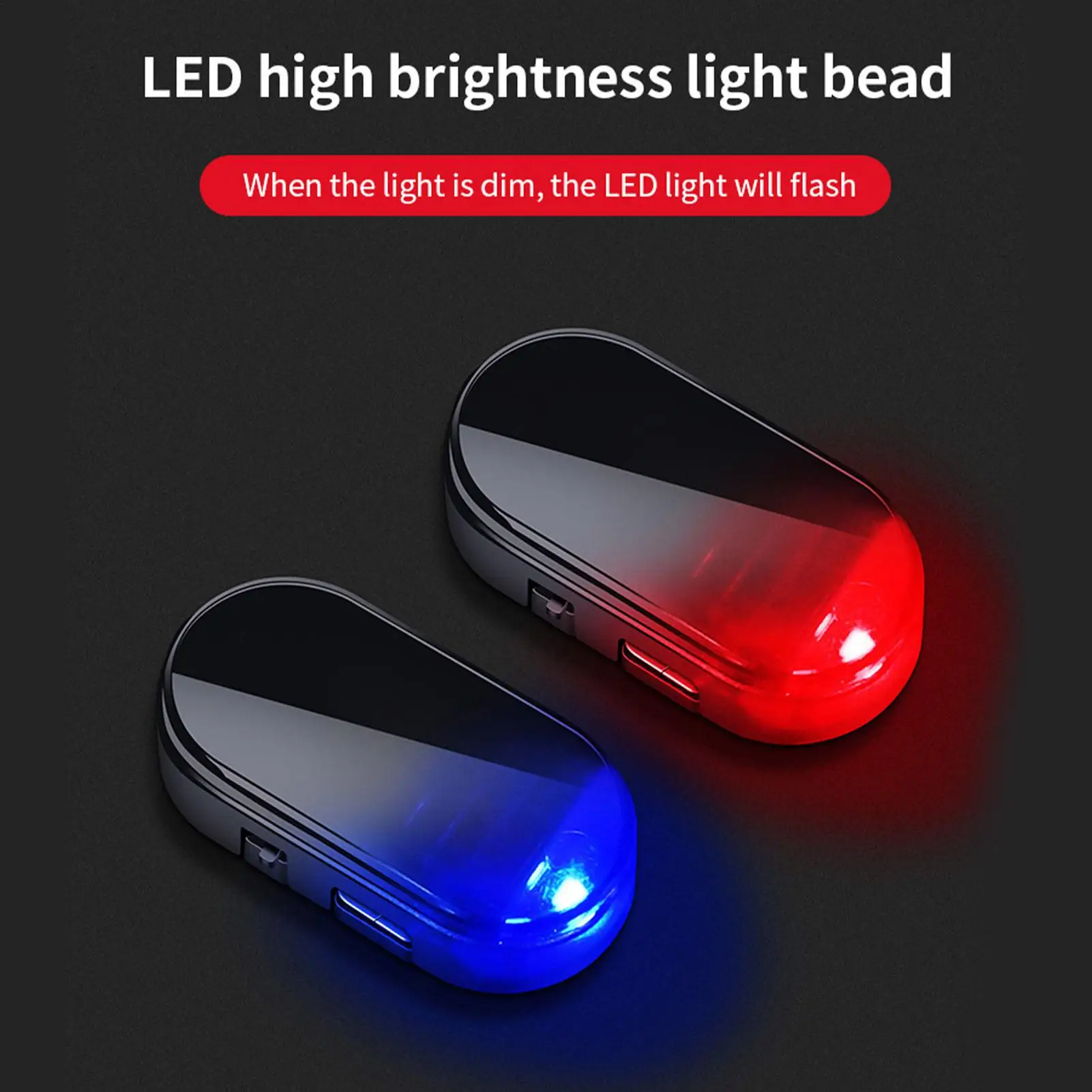 Solar-Powered LED Car Interior Anti-Theft Warning Light
