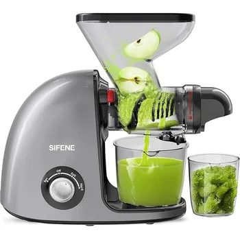 SiFENE Slow Masticating Cold Press Juicer Machines for Fruit & Vegetable, Juice Yield Maker Extractor with Dual Mouth, Gray 1