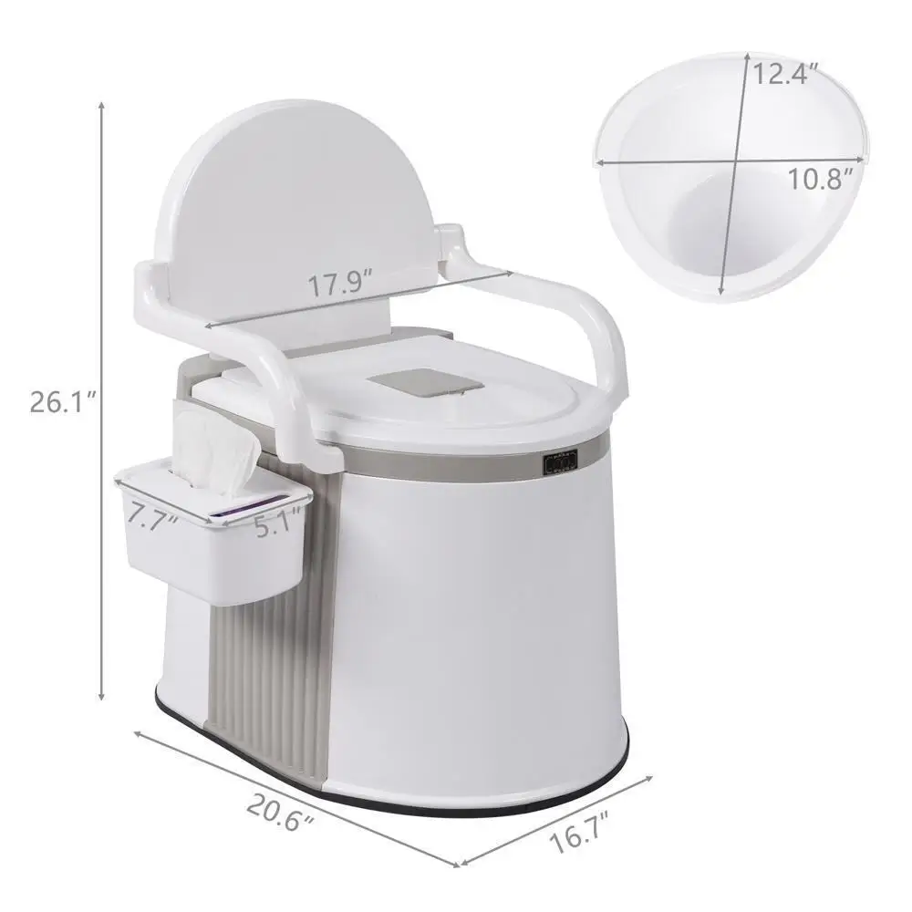 5L Camping Portable Toilet Travel Outdoor/Indoor Commode Potty +Tissue Box