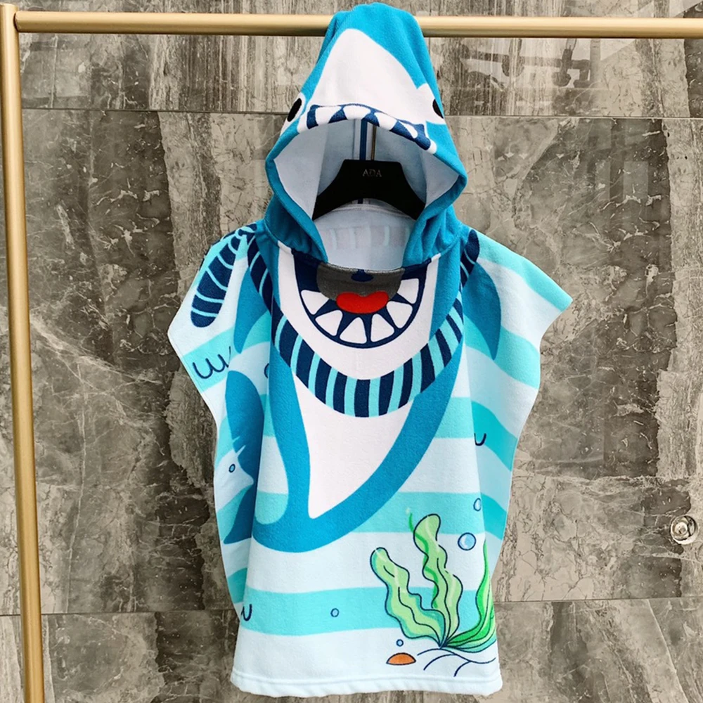 

Children's Bathrobe Kids Bathroom Robe Large Microfiber Beach Towel Quick Dry Soft Boy Girl Hooded Surf Poncho Pool Accessory