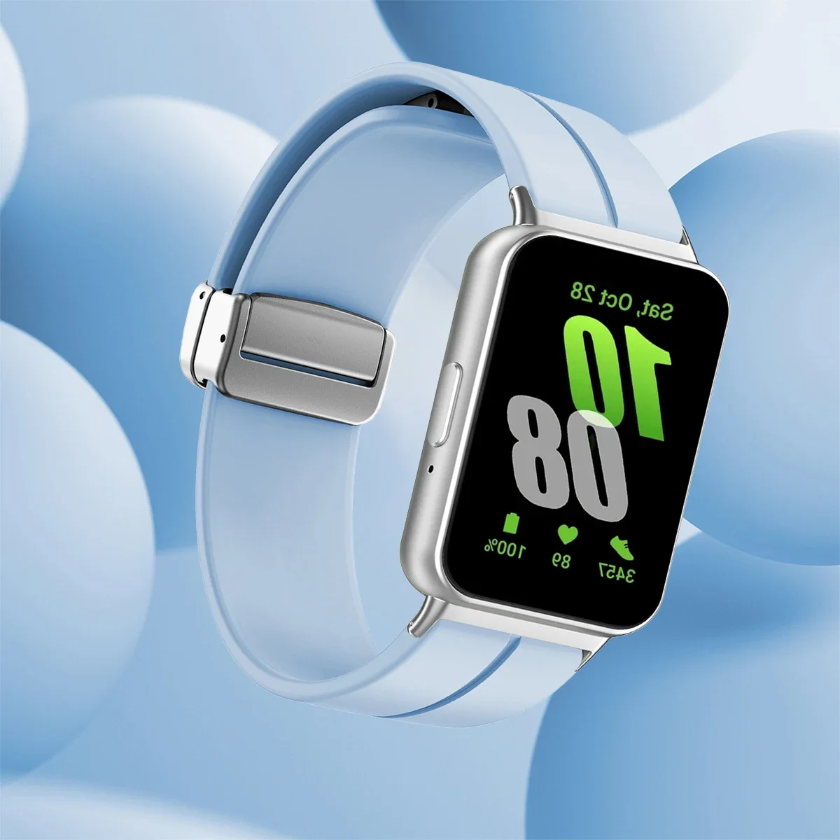 Magnetic Strap with Metal Connector for Smartwatch Bracelet - Silicone Strap Accessories