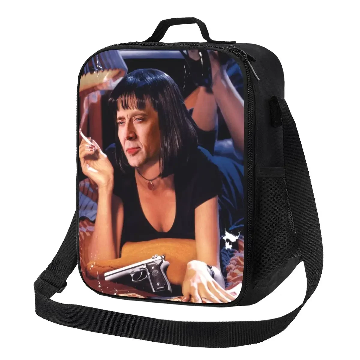 

Nicolas Cage Pulp Fiction Meme Insulated Lunch Bag for Outdoor Picnic Portable Cooler Thermal Bento Box Women Kids