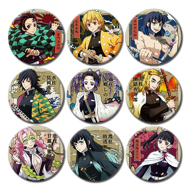 Free Shipping 58mm Anime Pins Second Element Demon Slayer Tinplate Badges  Tanjirou Cosplay Demon Slayer Thing