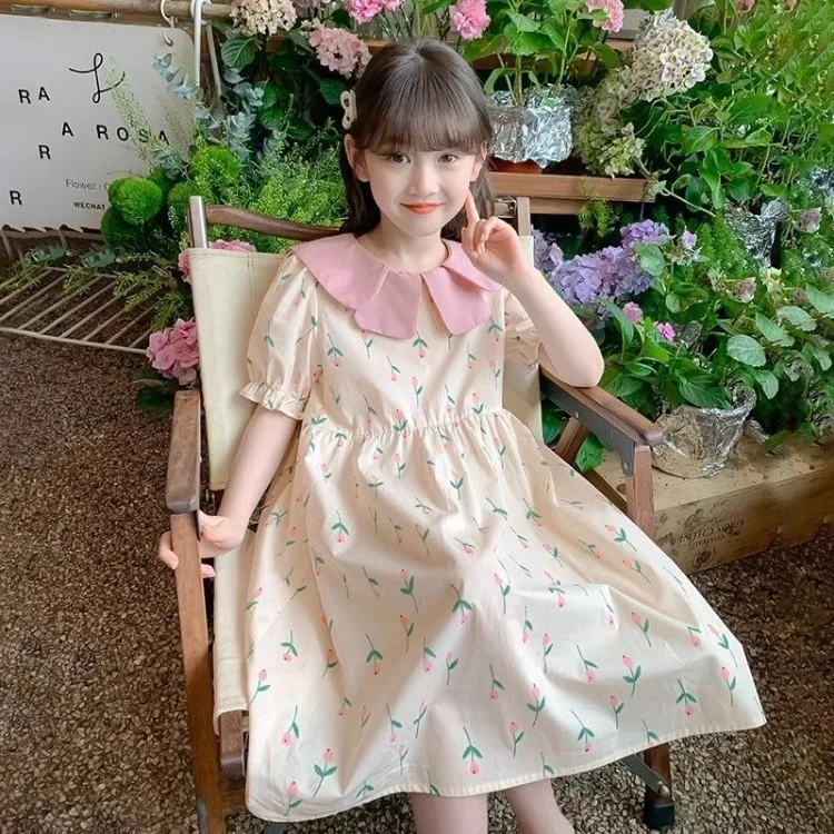 Floral bonito vestido casual vestidos elegantes para a menina a