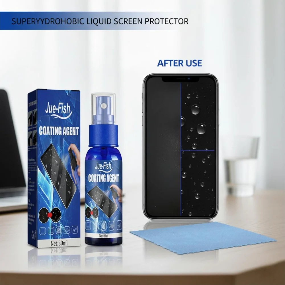Screen Cleaner Spray Kit Microfiber Cloth Anti-Fingerprint Polish Coating for Phone Tablet Camera Screen Cleaning Protection