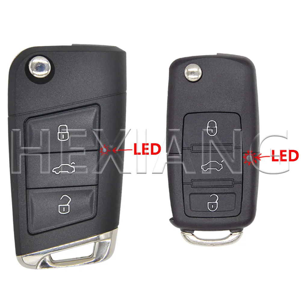 HU66 Flip Car Key Shell Case For VW Volkswagen Golf 4 5 Passat B5 B6 Bora Polo Touran Jetta Seat Skoda HE Old Model Modified