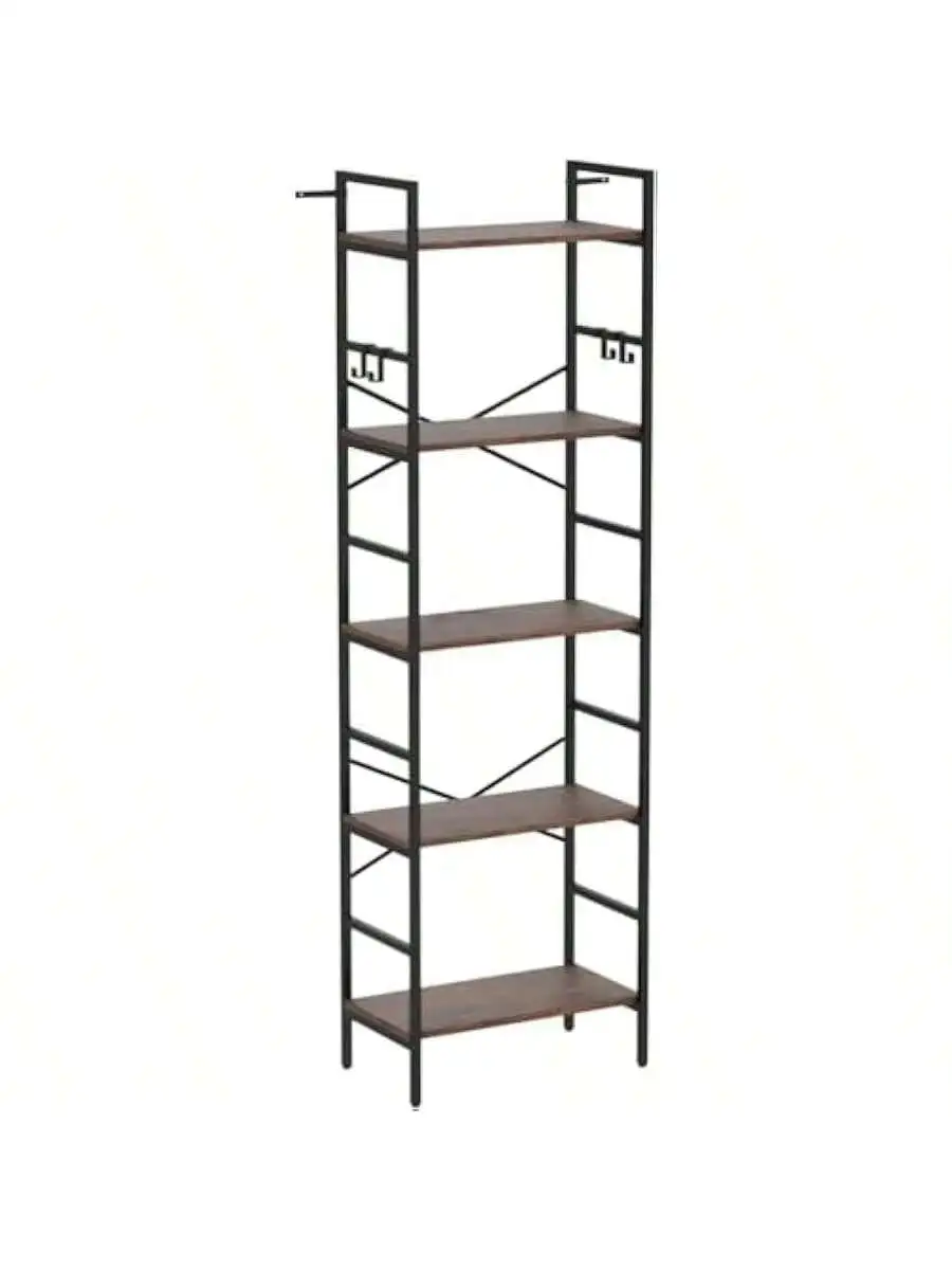 5 Tier Bookshelf 5 Tier Bookshelves Home Office Bookcase Shelf Storage Organizer Industrial Narrow Bookcase Display Stan 6