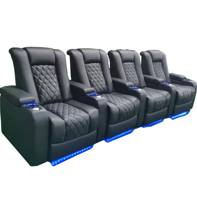 

Modern Villa Cowhide Functional Electric Telescopic Sofa Cinema Home Theatre Seat