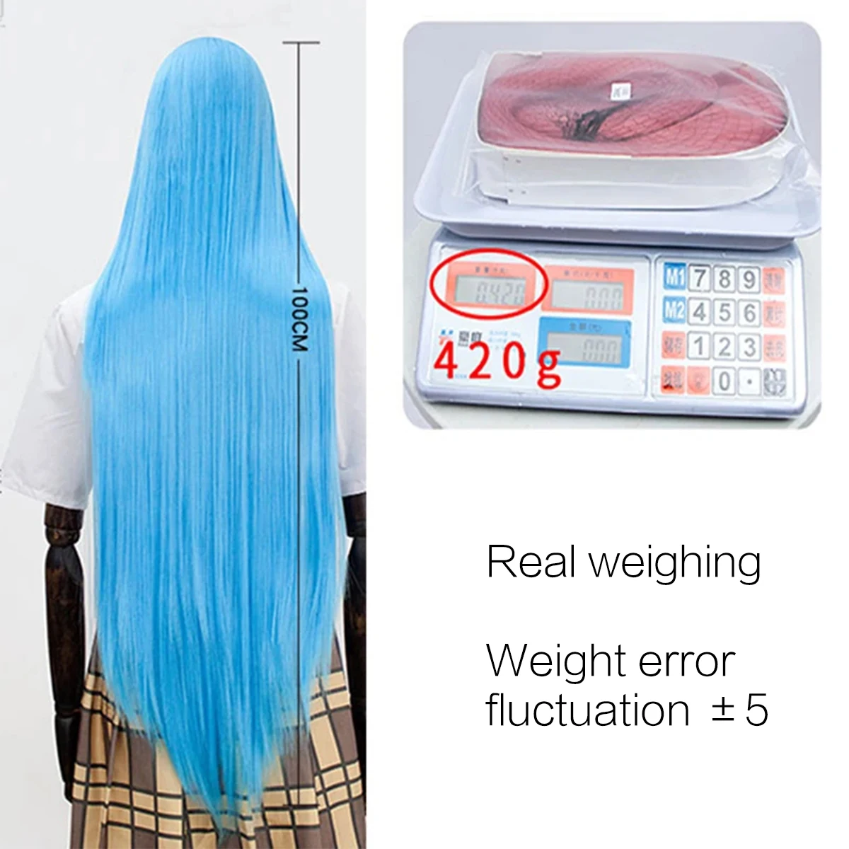 Synthetic Cute Cosplay Wig 40-inch Oblique Bangs Anime Costume Long Straight Lolita Wig Party Wig