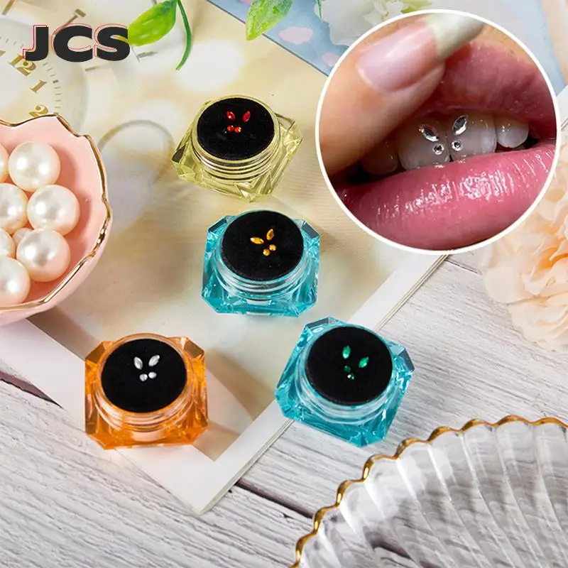

4Pcs Dental Crystal Tooth Jewelry Ornaments Fashion Teeth Gems Beauty Diamond Tooth Gems With Box Teeth Jewelry Gem Decoration